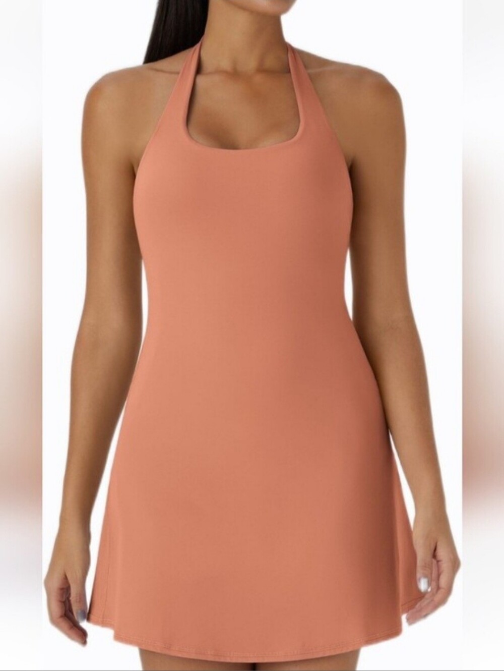 HALARA SOFTLYZERO SCULTPING HALTER DRESS REMOVABLE CUPS BUILT-IN SHORTS SIZE L!